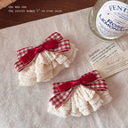 Sweet Gingham Ribbon & Lace Bow Hair Clip - kawaii-inspired outfit in pastel colors - 67647558