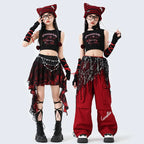 Hip Hop Sweet Girls Crop Top Street Dance Sweat Pants Jazz Girl Group Clothes Sets Kids K-pop Costumes Children Teens