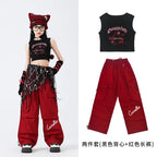 Hip Hop Sweet Girls Crop Top Street Dance Sweat Pants Jazz Girl Group Clothes Sets Kids K-pop Costumes Children Teens