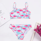 2-8 Years Kids Girls Swimsuit Children Print Bow Deco Bikini Set Summer Baby Kids Girl Biquini Beachwear Swimming Suit