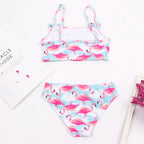 2-8 Years Kids Girls Swimsuit Children Print Bow Deco Bikini Set Summer Baby Kids Girl Biquini Beachwear Swimming Suit