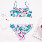 2-8 Years Kids Girls Swimsuit Children Print Bow Deco Bikini Set Summer Baby Kids Girl Biquini Beachwear Swimming Suit