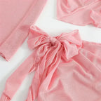 Cute Pink Bandage Swimsuit Cover-up Triangle Bikini Thong Halter Swimwear 4-Piece Trend Bikinis Beach Outfit Women