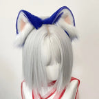 Hot Anime Hedgehog Cosplay Headband Blue Dog Ears Headwear Plush Lolita Headdress Halloween Furry Handmade Cosplay
