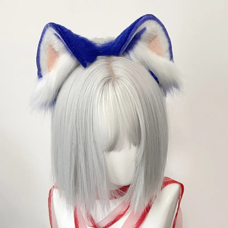 Hot Anime Hedgehog Cosplay Headband Blue Dog Ears Headwear Plush Lolita Headdress Halloween Furry Handmade Cosplay