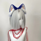 Hot Anime Hedgehog Cosplay Headband Blue Dog Ears Headwear Plush Lolita Headdress Halloween Furry Handmade Cosplay