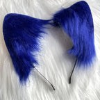 Hot Anime Hedgehog Cosplay Headband Blue Dog Ears Headwear Plush Lolita Headdress Halloween Furry Handmade Cosplay