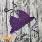 Handmade Crochet Lace Knit Bra Boho Beach Bikini Cami Tank Crop Top Halter - Purple / XL