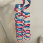 Handmade Ame Laser Double Ponytails Hairclip Anime KAngel Rain Cosplay Wig Shiny Ribbon Pink Blue Hair Halloween