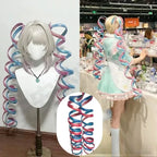 Handmade Ame Laser Double Ponytails Hairclip Anime KAngel Rain Cosplay Wig Shiny Ribbon Pink Blue Hair Halloween
