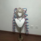 Handmade Ame Laser Double Ponytails Hairclip Anime KAngel Rain Cosplay Wig Shiny Ribbon Pink Blue Hair Halloween