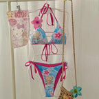 Japanese Hello Kittys Women Split Strap Bikini Summer Girls Seaside Fashion Swimsuit Sexy Triangle Swimwear Kawaii