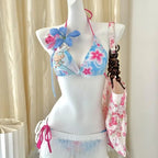 Japanese Hello Kittys Women Split Strap Bikini Summer Girls Seaside Fashion Swimsuit Sexy Triangle Swimwear Kawaii