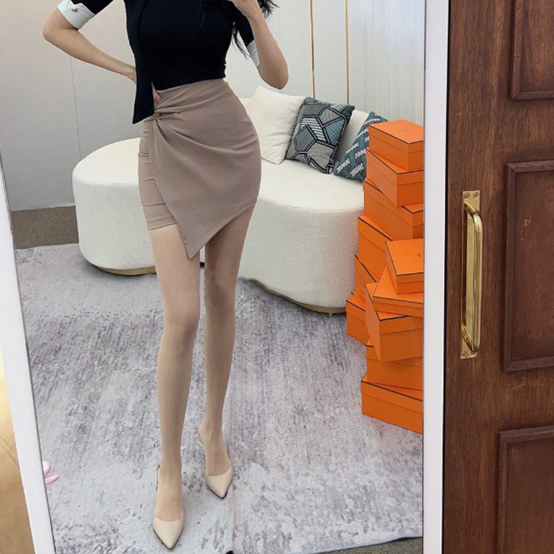South Korea Dongdaemun New Unique High Waist Kink Stretch Hip Skirt se