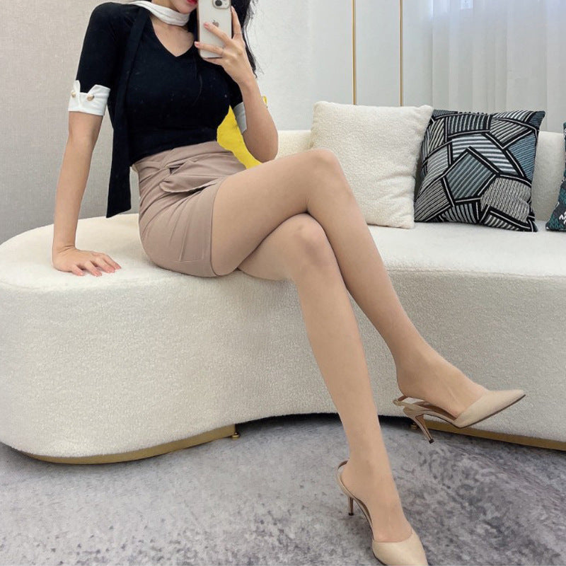 South Korea Dongdaemun New Unique High Waist Kink Stretch Hip Skirt se