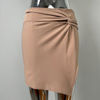 South Korea Dongdaemun New Unique High Waist Kink Stretch Hip Skirt se - Beige / S
