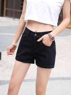 Internet Celebrity New Retro Stretch Curl Denim Shorts Women’s Summer High Waist Slim Look Tall Tight Hot Pants Trendy