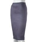 High Waist Eco-Suede Pencil Skirt - Gray / S - Pencil Skirt