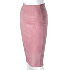 High Waist Eco-Suede Pencil Skirt - Pink / S - Pencil Skirt