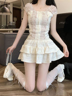 Summer New Ballet Style Sweet Loli Lace Skirt Women’s High Waist Slimming Niche Fluffy Half Skirt