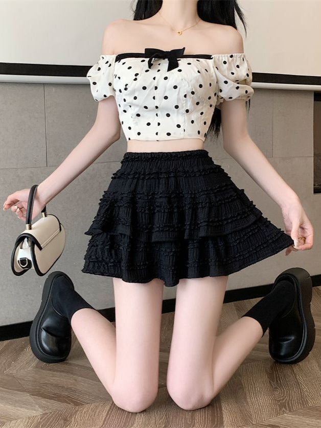 Summer New Ballet Style Sweet Loli Lace Skirt Women’s High Waist Slimming Niche Fluffy Half Skirt