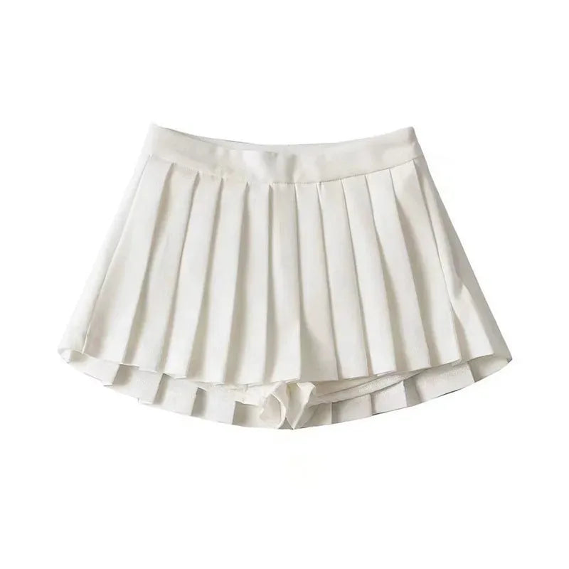 High Waist Pleated Mini Skirt - M / White - Pleated Mini Skirt