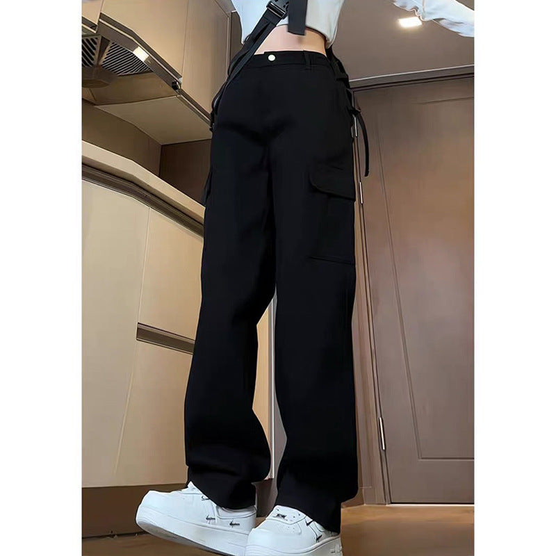 New Style Tooling Jeans Women’s Ins High Waist Slim Look Trendy All-match Loose Meat Covering Straight Leg Wide Leg