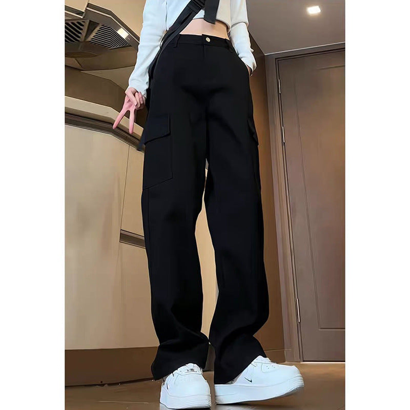 New Style Tooling Jeans Women’s Ins High Waist Slim Look Trendy All-match Loose Meat Covering Straight Leg Wide Leg