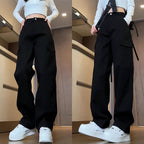New Style Tooling Jeans Women’s Ins High Waist Slim Look Trendy All-match Loose Meat Covering Straight Leg Wide Leg
