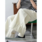 Luxi Big Pant Leg ~ Washed Cotton Pants Pants Women’s Summer Slim Flesh Covering Casual Curled Wide Leg Pants 1929