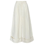 Luxi Big Pant Leg ~ Washed Cotton Pants Pants Women’s Summer Slim Flesh Covering Casual Curled Wide Leg Pants 1929