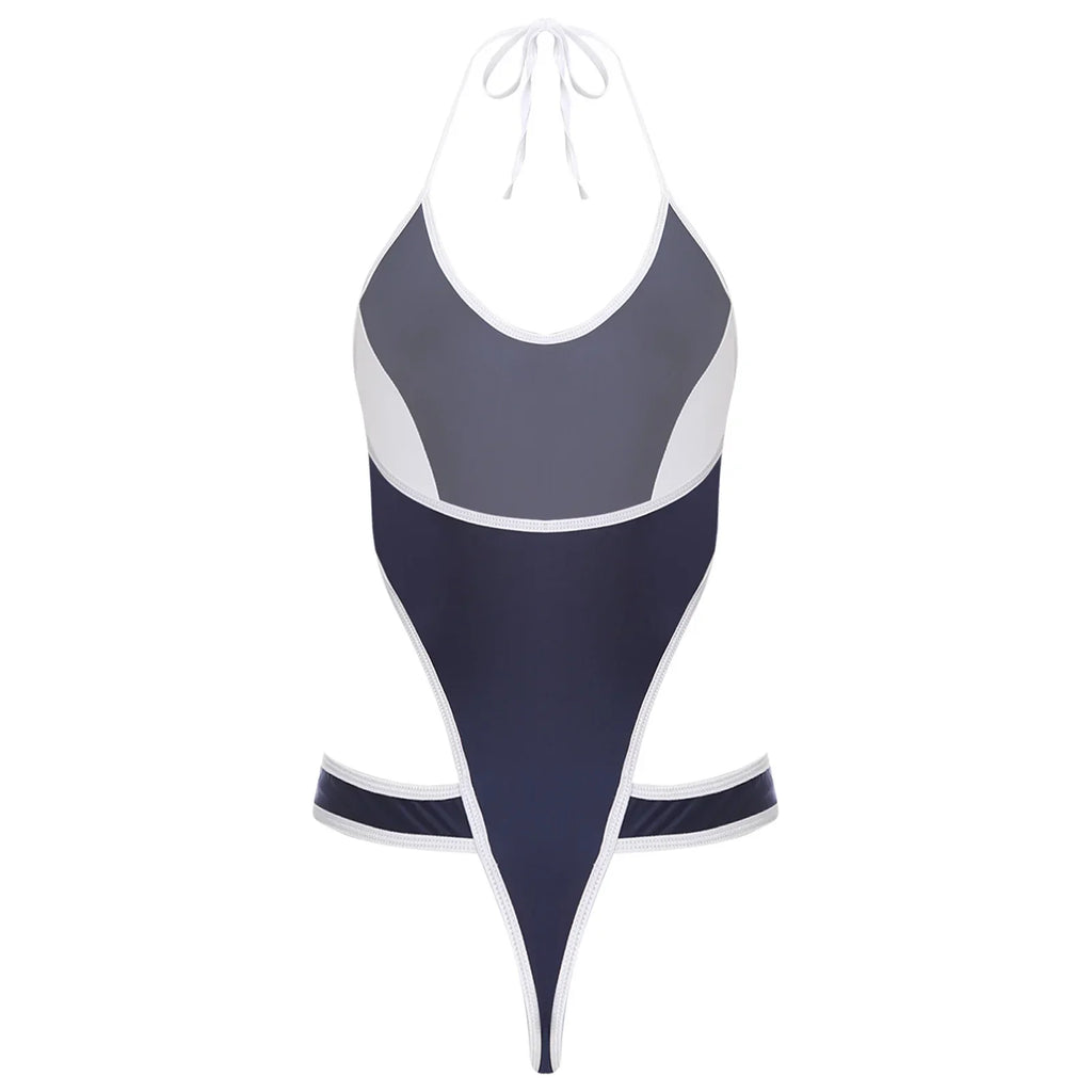 Womens Bikini Swimsuit Anime Kawaii Bodysuit Swimwear Hollow Out High Cutting Leotard Lingerie One-piece Beachwear