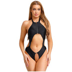 Womens Bikini Swimsuit Anime Kawaii Bodysuit Swimwear Hollow Out High Cutting Leotard Lingerie One-piece Beachwear