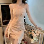Hot-Selling Mature and Elegant Style Sexy Bodycon Irregular Strap Dress French-Style Short Dress Summer 2025