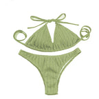 Sexy 2025 Jacquard Drawstring Two Piece Swimsuit Female Swimwear Women Bikini Set Bather Swimming Beachwear for Bathing