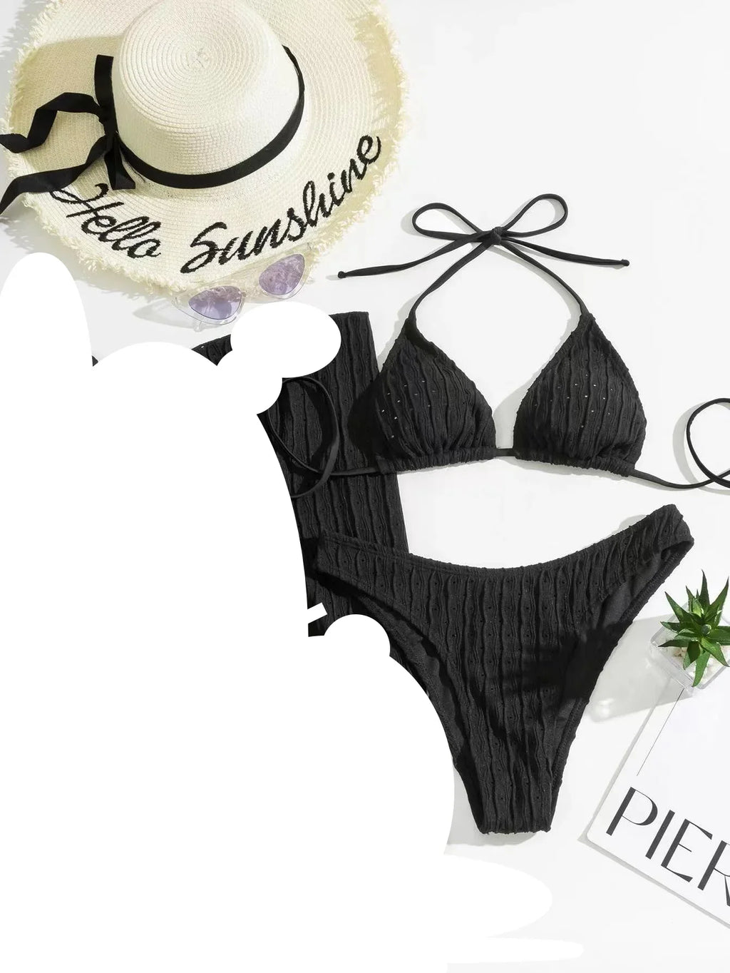 Sexy 2025 Jacquard Drawstring Two Piece Swimsuit Female Swimwear Women Bikini Set Bather Swimming Beachwear for Bathing