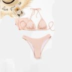 Sexy 2025 Jacquard Drawstring Two Piece Swimsuit Female Swimwear Women Bikini Set Bather Swimming Beachwear for Bathing