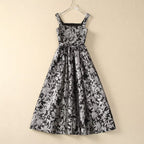 Star Same Style 2024 Spring and Summer New Women’s Clothes Jacquard Bronzing Waist Large Swing Celebrity Elegant Dress