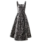 Star Same Style 2024 Spring and Summer New Women’s Clothes Jacquard Bronzing Waist Large Swing Celebrity Elegant Dress