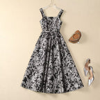 Star Same Style 2024 Spring and Summer New Women’s Clothes Jacquard Bronzing Waist Large Swing Celebrity Elegant Dress