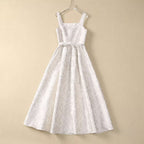 Star Same Style 2024 Spring and Summer New Women’s Clothes Jacquard Bronzing Waist Large Swing Celebrity Elegant Dress