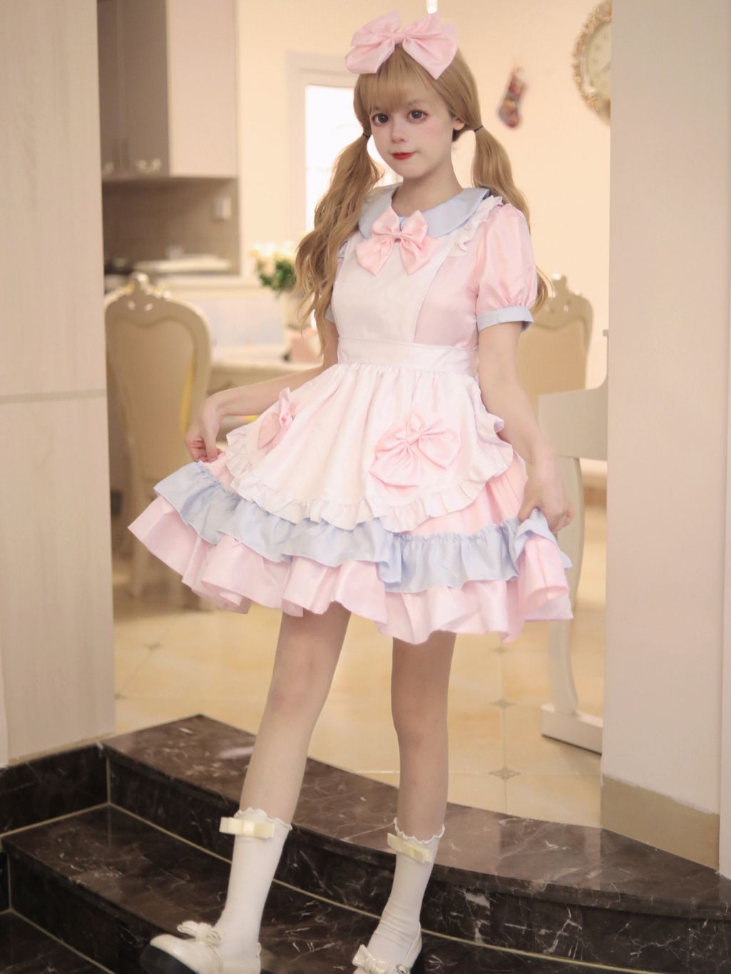 Japanese-Style Maid Lolita Soft Girl Dress Cos Anime Cream Sweetheart Cafe Cute Maid Uniform Set