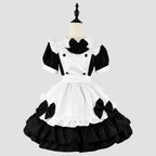 Japanese-Style Maid Lolita Soft Girl Dress Cos Anime Cream Sweetheart Cafe Cute Maid Uniform Set - Black / S