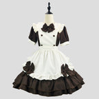 Japanese-Style Maid Lolita Soft Girl Dress Cos Anime Cream Sweetheart Cafe Cute Maid Uniform Set - Brown / S