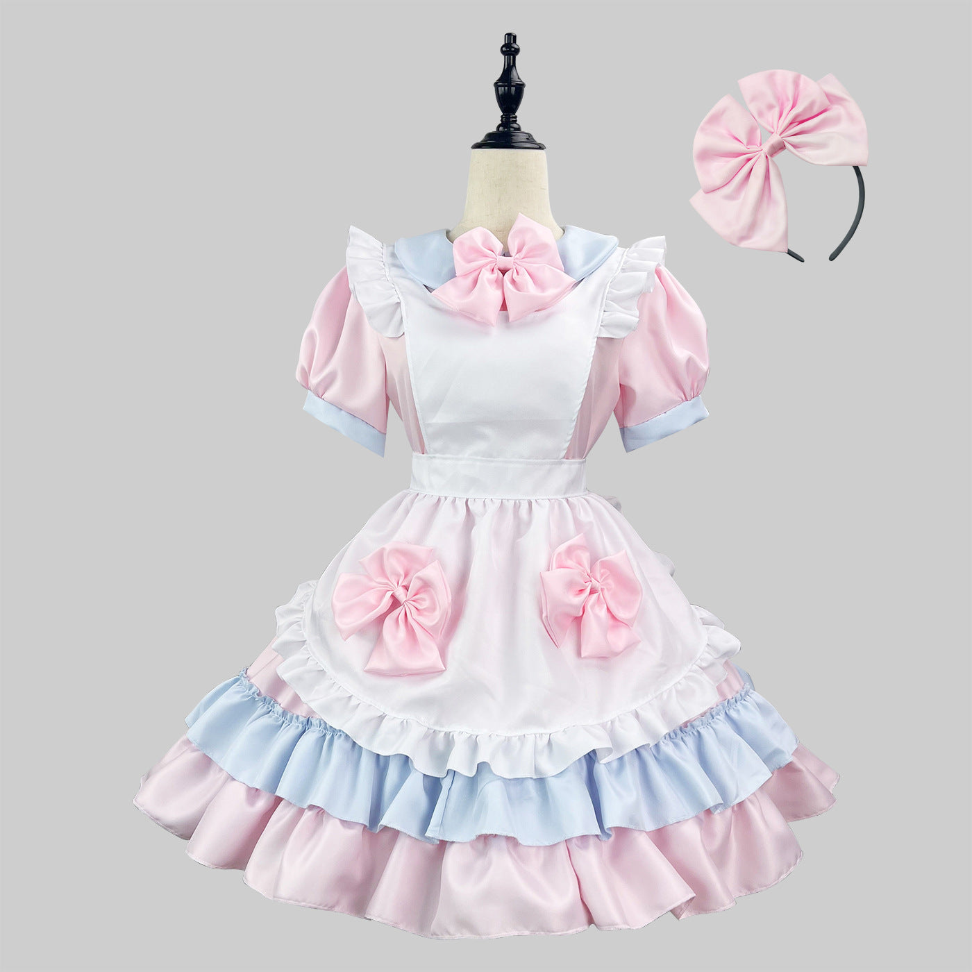 Japanese-Style Maid Lolita Soft Girl Dress Cos Anime Cream Sweetheart Cafe Cute Maid Uniform Set - Pink / S