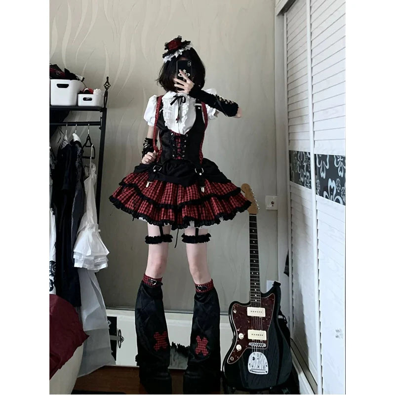 Sweetheart Idol Rock Lolita Costume Set - kawaii-inspired outfit in pastel colors - 83509780