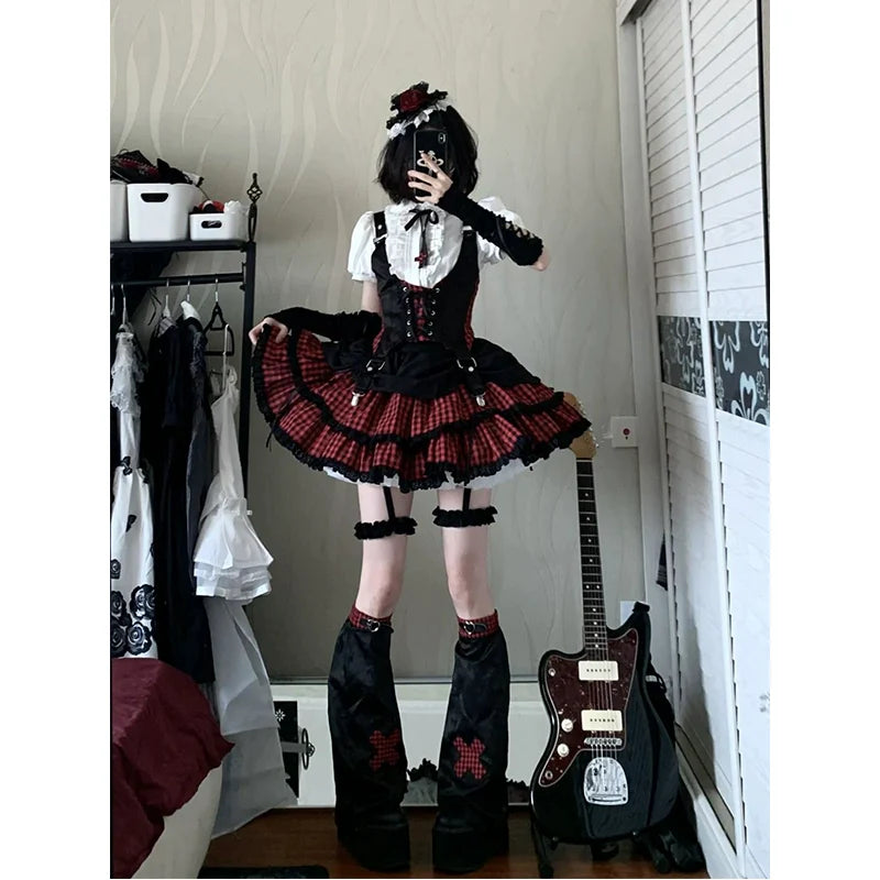 Sweetheart Idol Rock Lolita Costume Set - kawaii-inspired outfit in pastel colors - 12368895