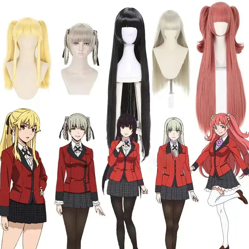 Anime Kakegurui Jabami Yumeko Cosplay Costume Meari Saotome Sayaka Compulsive Gambler School Uniform Girl Pleated Skirt