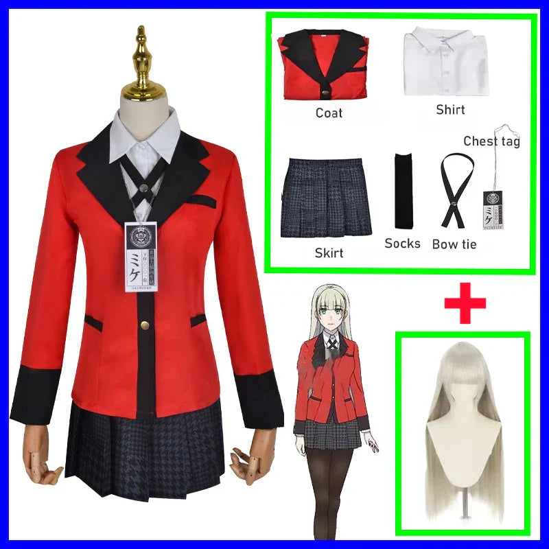 Anime Kakegurui Jabami Yumeko Cosplay Costume Meari Saotome Sayaka Compulsive Gambler School Uniform Girl Pleated Skirt