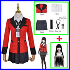 Anime Kakegurui Jabami Yumeko Cosplay Costume Meari Saotome Sayaka Compulsive Gambler School Uniform Girl Pleated Skirt